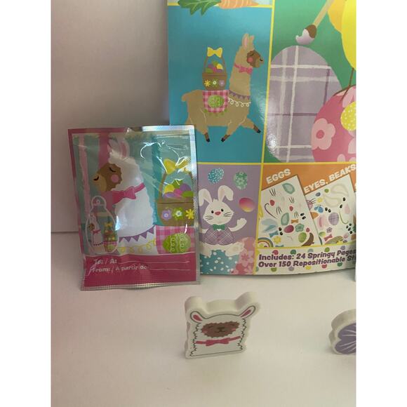 Unicorn & Llama Metal Bucket Easter Basket Books Game Balloons Toy Gift Set - Picture 3 of 5